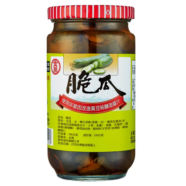 金蘭食品 脆瓜396g 全素 新鮮 花瓜 罐頭 露營 外出 宅在家 居家 安心 吃飯 做菜 Momo購物網