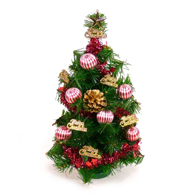 【摩達客】耶誕-1尺/1呎-30cm台灣製迷你裝飾綠色聖誕樹(含金松果糖果球色系/免組裝/本島免運費)