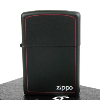 【ZIPPO】美系-LOGO字樣打火機-紅邊黑色烤漆-寬版