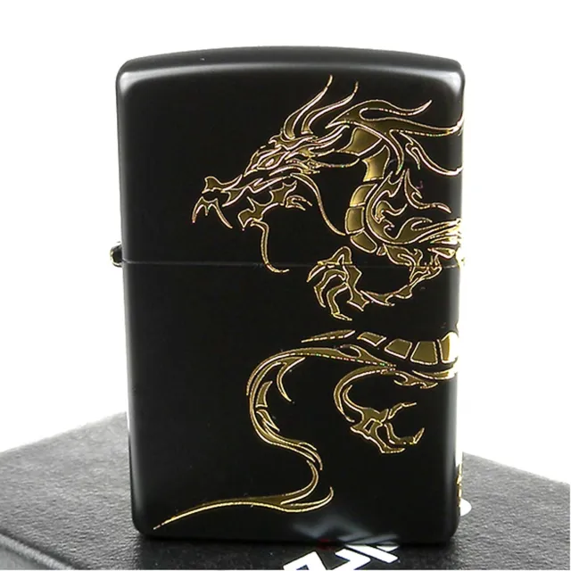 ZIPPO】日系-Dragon-民族風龍圖騰-兩面連續加工打火機(黑金款) - momo