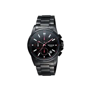 【VOGUE】嶄新系列三眼計時手錶-IP黑x紅白時標/40mm(9V1407-251D-R)