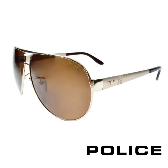 【POLICE】義大利警察都會款個性型男眼鏡-金屬框(棕色 POS8876-349P)