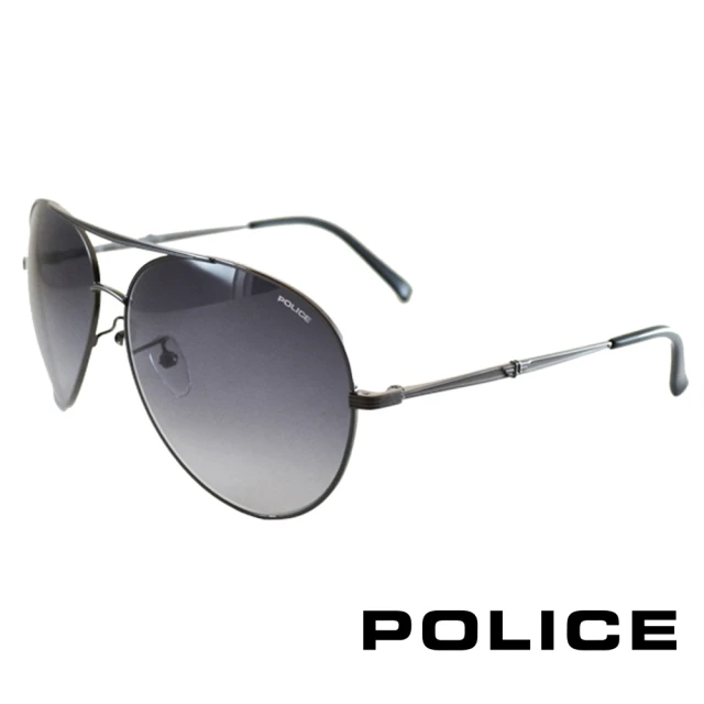 【POLICE】飛行員太陽眼鏡 金屬大框面時尚必備(黑色 POS8585-0584)