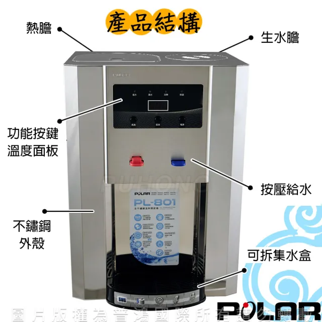 普樂polar 全不鏽鋼溫熱開飲機 Pl 801 Momo購物網