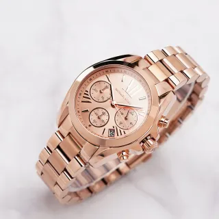 【Michael Kors】羅馬假期三眼計時腕錶-玫瑰金(MK5799)