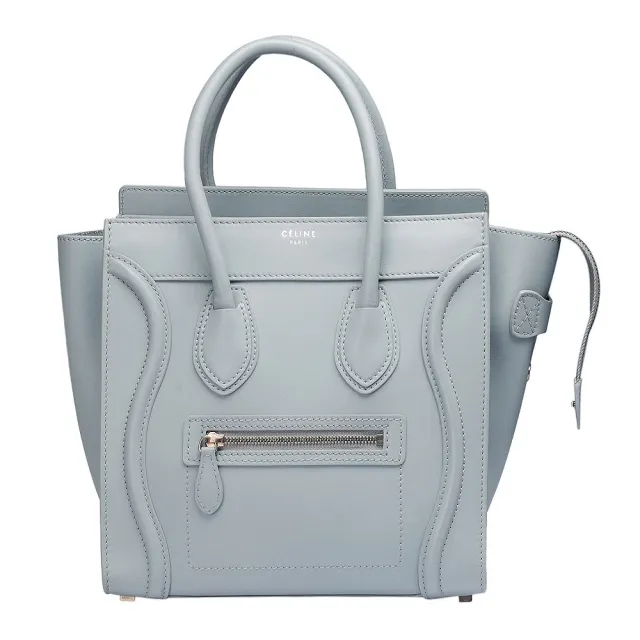 Celine Micro Luggage小牛皮手提微笑冏臉包 天空藍167793hsc 09sy Sky Momo購物網