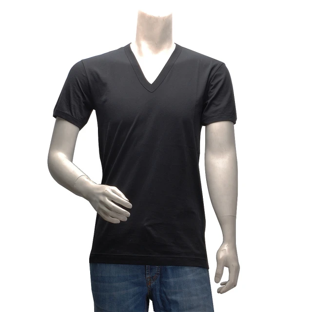 【DOLCE&GABBANA】簡約純色短袖V領T恤(黑 G8Y78T-G7OD0- N0000)