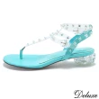 【Deluxe】時尚水晶透視感鉚釘清涼夾腳涼鞋(白-藍-銀)
