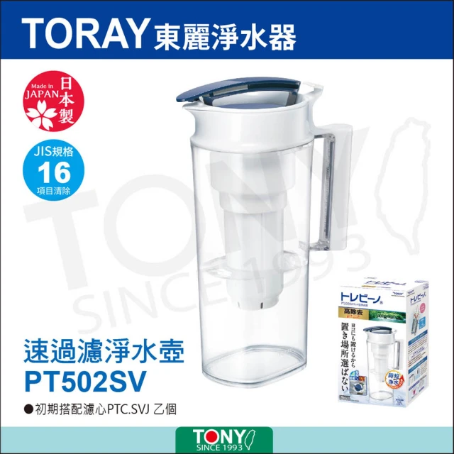 【日本東麗TORAY】速過濾淨水壺 0.35L/分 PT502SV(總代理貨品質保證)