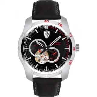 【Ferrari 法拉利】法拉利競速快感鏤空機械錶-黑/44mm(0830442)