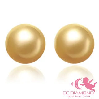 【CC Diamond】18K天然南洋金珠 海水濃金耳釘(8.5mm左右)