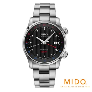 【MIDO 美度】官方旗艦館 Multifort GMT 先鋒系列兩地時區腕錶(M0059291105100)