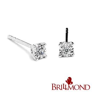 【BRILLMOND JEWELRY】鑽石耳環18K金璀璨光芒(18K白金台)