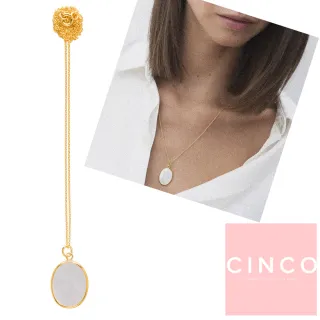 【CINCO】葡萄牙精品 CINCO Gone rouge necklace 925純銀鑲24K金硬幣項鍊 簡約珍珠母貝款(925純銀)
