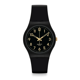【SWATCH】原創系列手錶 GOLDEN TAC 黑色金艷(34mm)
