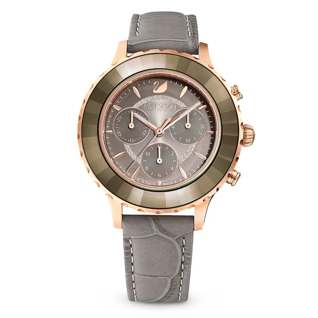 【SWAROVSKI 官方直營】Octea Lux Chrono 玫金色奢華深灰手錶 交換禮物