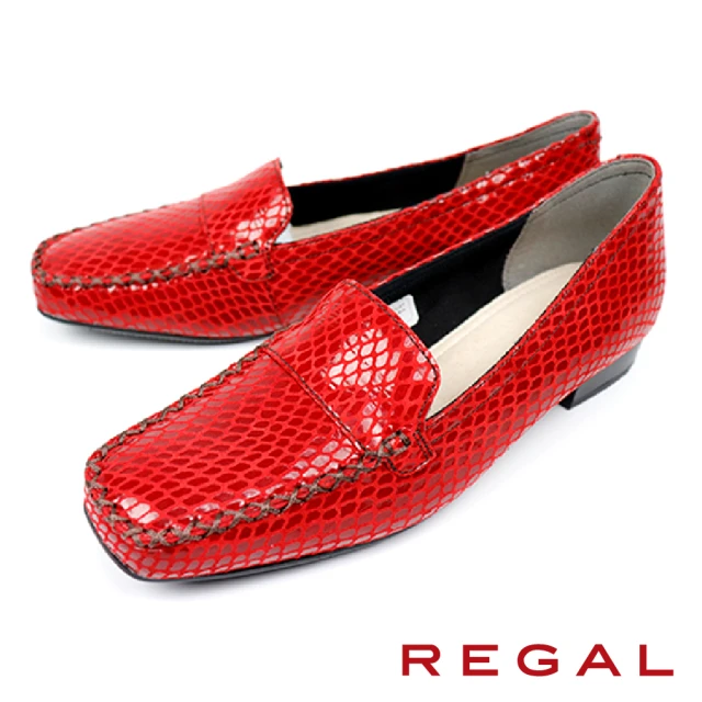 【REGAL】時尚閃耀鱗紋莫卡辛女鞋(艷紅色 F22J-RE)