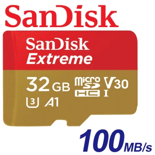 【SanDisk】32GB 100MB/s Extreme microSDHC TF UHS-I U3 A1 記憶卡(平輸)