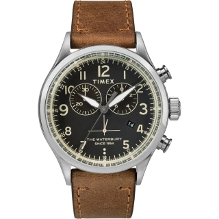 【TIMEX】天美時 Waterbury系列 雙眼計時手錶(黑/棕色TXTW2R70900)