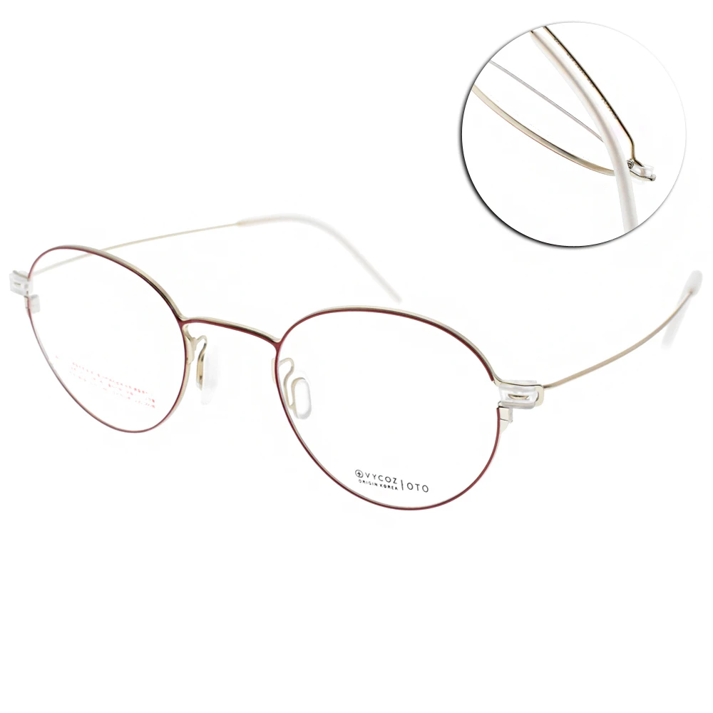 【VYCOZ 光學眼鏡】薄鋼工藝 圓框款眼鏡(紅-金#OTO RED-GD)