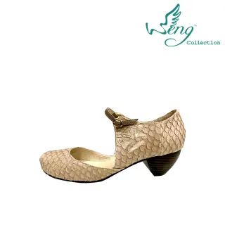 【wengcollection】魚皮中跟魚口鞋 裸色(低跟魚口鞋)