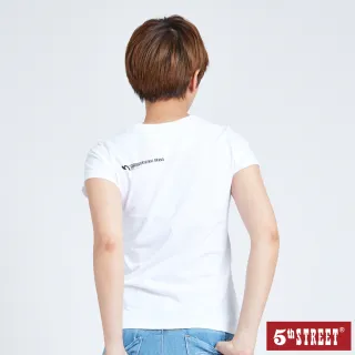 【5th STREET】女單寧口袋印花短袖T恤-白色