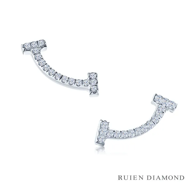 【RUIEN DIAMOND 瑞恩鑽石】輕珠寶系列 12分 鑽石耳環(14K白金 微笑耳環　REE05)