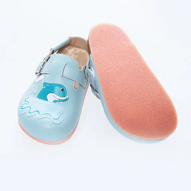 【Jingle】藍色小海豚前包後空軟木休閒鞋(天空藍大人款)