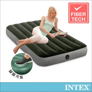 【INTEX】經典單人加大充氣床墊fiber-tech-內建腳踏幫浦-寬99cm(64761)