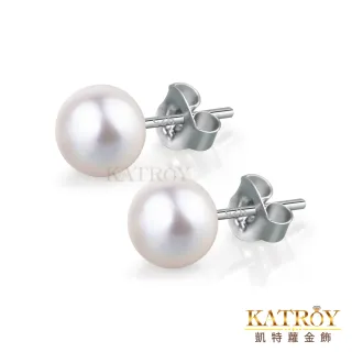 【KATROY】925純銀 天然珍珠 6.0 - 7.0 mm  簡約耳針式耳環 FG6132(白色珍珠)