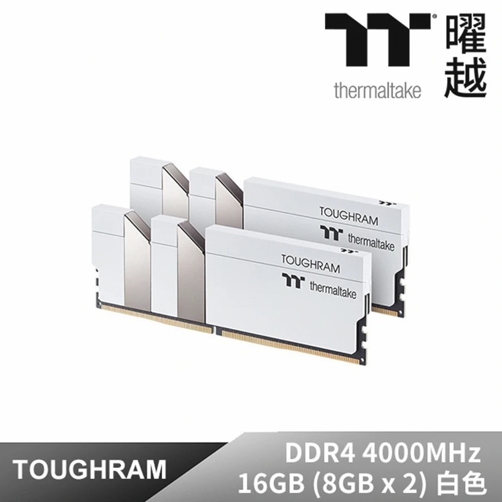 【Thermaltake 曜越】TOUGHRAM 鋼影 記憶體 DDR4 4000MHz 16GB 8GBx2 白色(R020D408GX2-4000C19A)