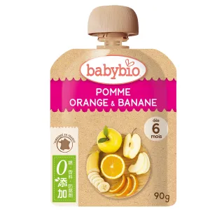 【法國BABYBIO】生機蘋果香橙香蕉纖果泥(90g)