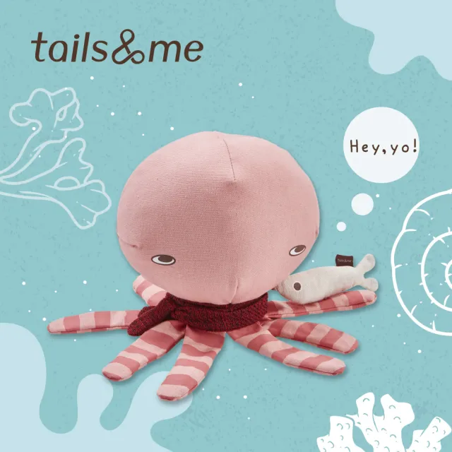 【tails&me 尾巴與我】填充玩具 章魚列夫(小魚內含台灣認證有機貓草薄荷)