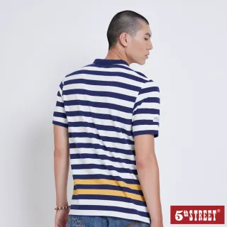 【5th STREET】男配色條短袖POLO衫-土耳其藍