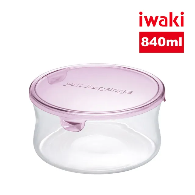 【iwaki】耐熱玻璃圓形微波保鮮盒840ml(粉色)/