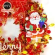 【摩達客】耶誕-台灣製16吋繽紛閃亮哈莉葉金蔥聖誕花圈(紅金x老公雪人系/輕巧免組裝/本島免運費)