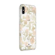 【KATE SPADE】iPhone XS Max 6.5吋 手機保護殼/套(粉紅小花+白色鑲鑽)