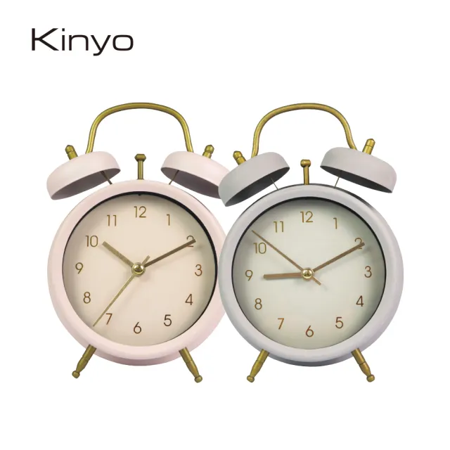 【KINYO】經典復古金屬鬧鐘(超值2入組)
