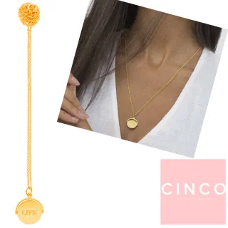 【CINCO】葡萄牙精品 Valerie necklace 925純銀鑲24K金 硬幣項鍊 雙面字墜款(925純銀)