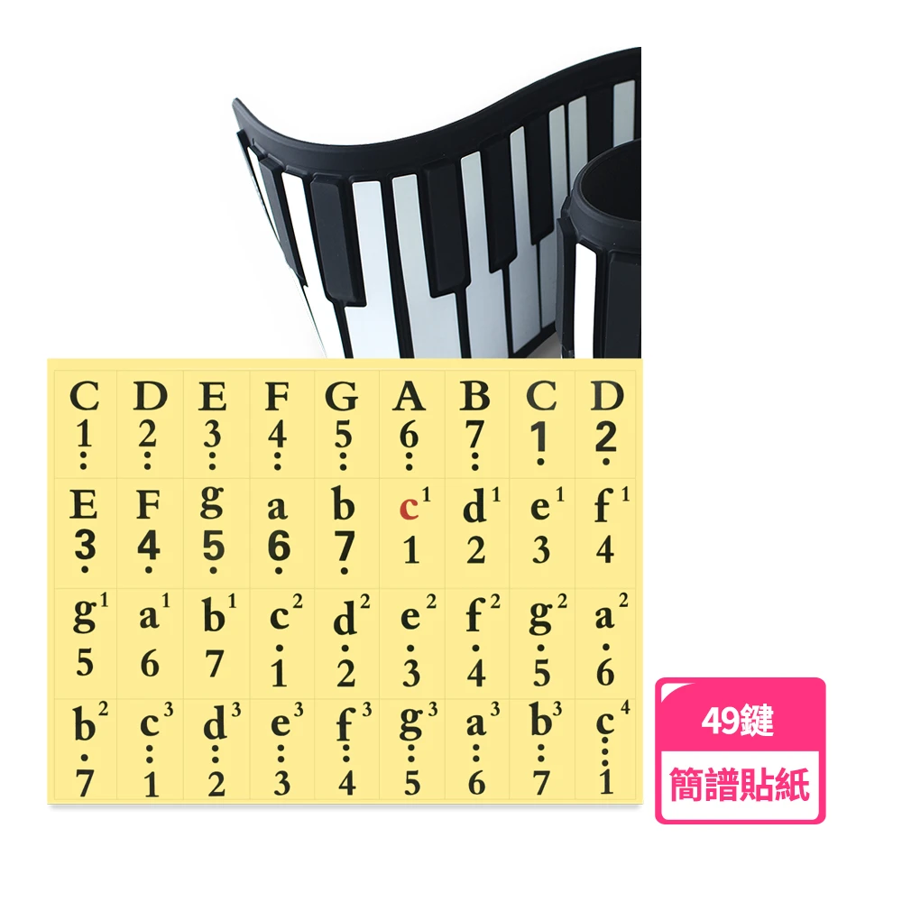 49鍵手捲鋼琴數字簡譜貼紙(適用於49鍵手捲鋼琴 電子琴 電鋼琴 鋼琴)