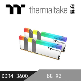【Thermaltake 曜越】TOUGHRAM 鋼影 RGB 記憶體 DDR4 3600MHz 16GB 白色(R022D408GX2-3600C18A)
