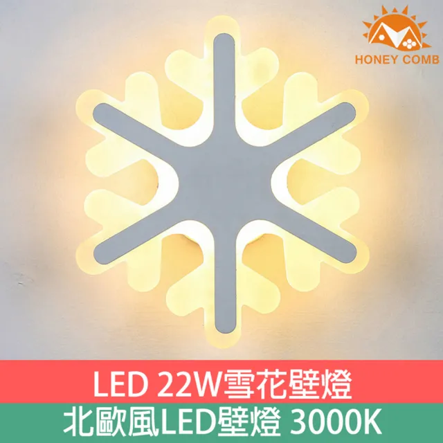 【Honey Comb】LED 22W 北歐風雪花壁燈-3000k 系列燈款(GM-2220-22)