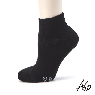 【A.S.O 阿瘦集團】長效抑菌系列-素面氣墊短襪(黑色)