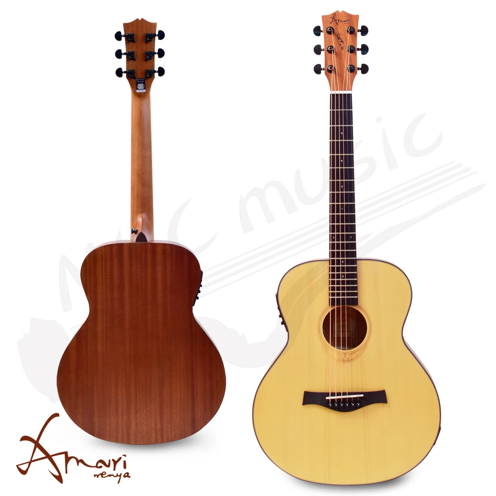 【拓弦音樂】Amari 36吋 可插電附調音器 雲杉木面板旅行吉他 mini-EQ 原木色(贈超值配件組)