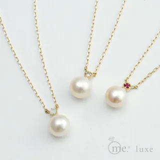 【me.luxe】K10黃K紅寶珍珠項鍊(日本輕珠寶網路銷售NO.1)