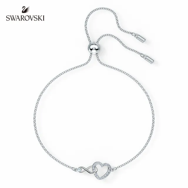 【SWAROVSKI 官方直營】Infinity Heart 白金色愛無限心形手鏈