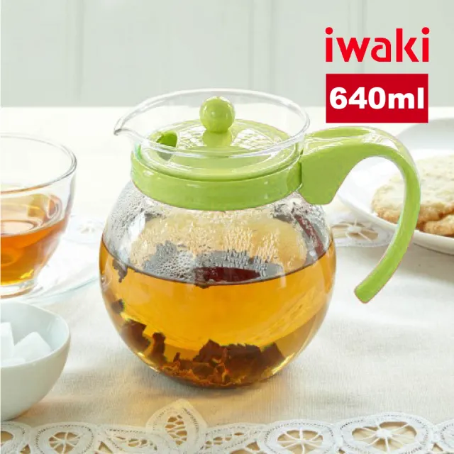 【iwaki】日本品牌耐熱玻璃沖茶器/茶壺640ml(綠色)/