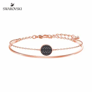 【SWAROVSKI 官方直營】Ginger 灰色圓片鍍玫瑰金手環 交換禮物