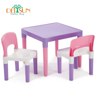 【DELSUN】兒童粉紫桌椅組