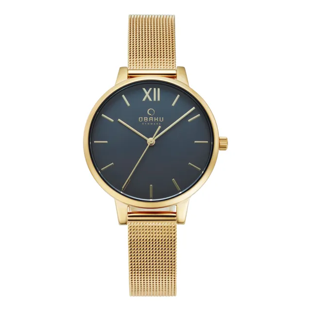 【OBAKU】現代兼具經典羅馬數字女性腕錶-金(V209LXGJMG)